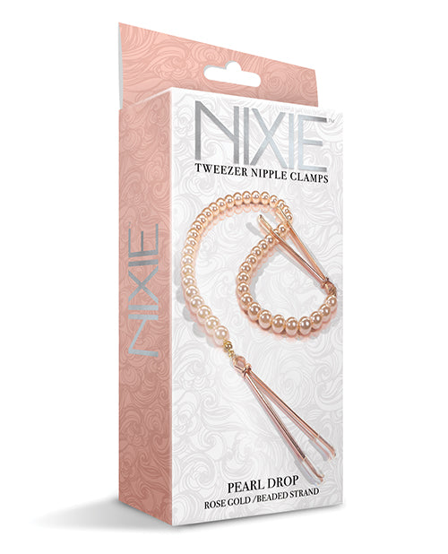 Nixie Pearl Drop Tweezer Nipple Clamps - Rose Gold