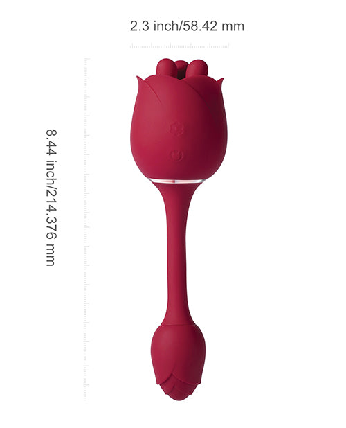 Roseann Double Ended Rose Toy Vibrator - Red