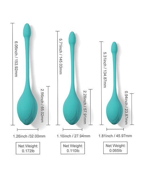 Bluebell Floral 3 Size &amp; Weight Kegel Ball Exercise Set - Blue