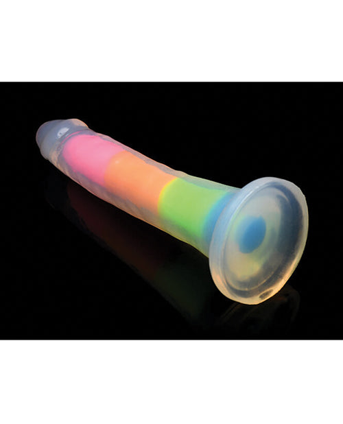 Curve Toys Lollicock 7&quot; Glow In The Dark Silicone Dildo - Rainbow