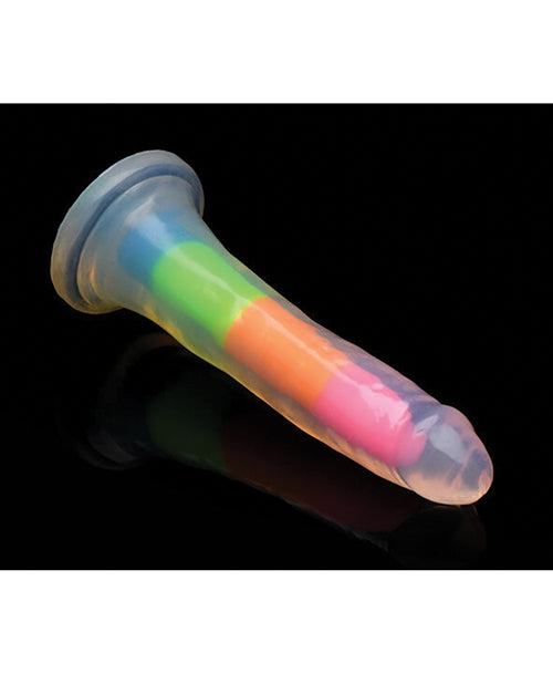 Curve Toys Lollicock 7&quot; Glow In The Dark Silicone Dildo - Rainbow