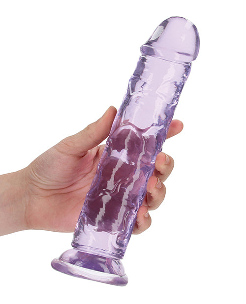 Shots RealRock Crystal Clear 9&quot; Straight Dildo w/Suction Cup - Purple