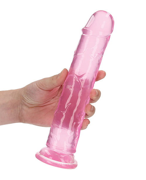 Shots RealRock Crystal Clear 9&quot; Straight Dildo w/Suction Cup - Pink