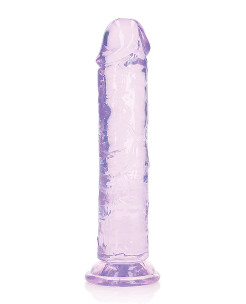 Shots RealRock Crystal Clear 8&quot; Straight Dildo w/Suction Cup - Purple