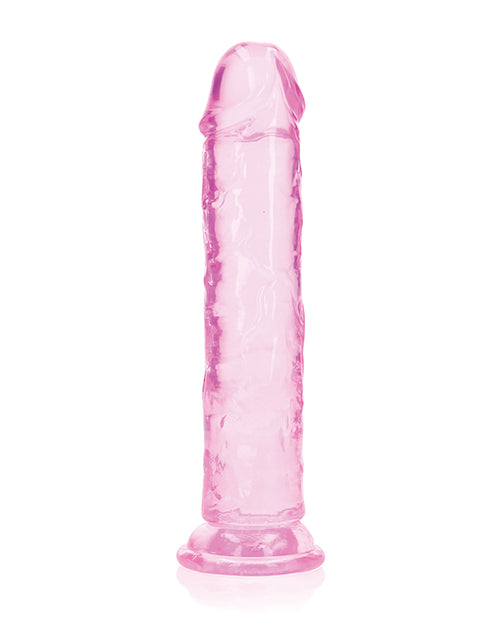 Shots RealRock Crystal Clear 8&quot; Straight Dildo w/Suction Cup - Pink