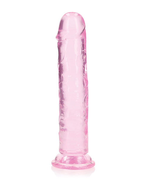 Shots RealRock Crystal Clear 8&quot; Straight Dildo w/Suction Cup - Pink