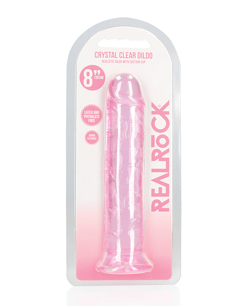 Shots RealRock Crystal Clear 8&quot; Straight Dildo w/Suction Cup - Pink