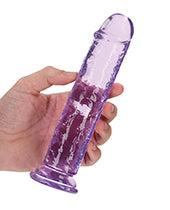 Shots RealRock Crystal Clear 7&quot; Straight Dildo w/Suction Cup - Purple