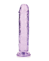 Shots RealRock Crystal Clear 7&quot; Straight Dildo w/Suction Cup - Purple