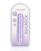 Shots RealRock Crystal Clear 7&quot; Straight Dildo w/Suction Cup - Purple