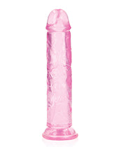 Shots RealRock Crystal Clear 7&quot; Straight Dildo w/Suction Cup - Pink