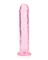 Shots RealRock Crystal Clear 7&quot; Straight Dildo w/Suction Cup - Pink