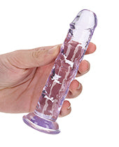 Shots RealRock Crystal Clear 6&quot; Straight Dildo w/Suction Cup - Purple