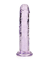 Shots RealRock Crystal Clear 6&quot; Straight Dildo w/Suction Cup - Purple