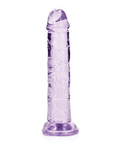 Shots RealRock Crystal Clear 6&quot; Straight Dildo w/Suction Cup - Purple