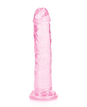 Shots RealRock Crystal Clear 6&quot; Straight Dildo w/Suction Cup - Pink