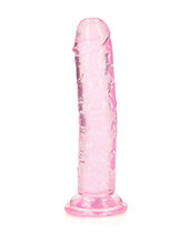 Shots RealRock Crystal Clear 6&quot; Straight Dildo w/Suction Cup - Pink