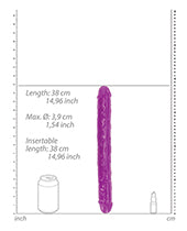 Shots RealRock 15&quot; Double Dong Glow in the Dark - Neon Purple