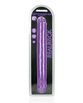 Shots RealRock 15&quot; Double Dong Glow in the Dark - Neon Purple