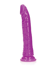 Shots RealRock 9&quot; Slim Dildo Glow in the Dark - Neon Purple