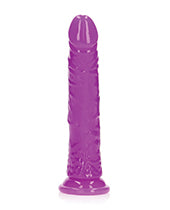 Shots RealRock 8&quot; Slim Dildo Glow in the Dark - Neon Purple