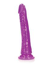 Shots RealRock 8&quot; Slim Dildo Glow in the Dark - Neon Purple