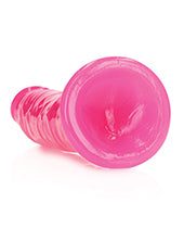 Shots RealRock 8&quot; Slim Dildo Glow in the Dark - Neon Pink