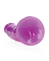 Shots RealRock 7&quot; Slim Dildo Glow in the Dark - Neon Purple