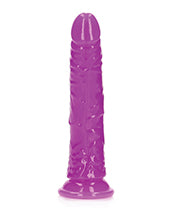 Shots RealRock 7&quot; Slim Dildo Glow in the Dark - Neon Purple