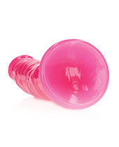 Shots RealRock 7&quot; Slim Dildo Glow in the Dark - Neon Pink