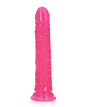 Shots RealRock 7&quot; Slim Dildo Glow in the Dark - Neon Pink