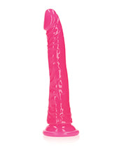 Shots RealRock 7&quot; Slim Dildo Glow in the Dark - Neon Pink