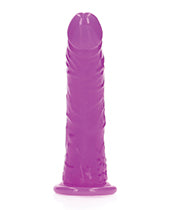 Shots RealRock 6&quot; Slim Dildo Glow in the Dark - Neon Purple