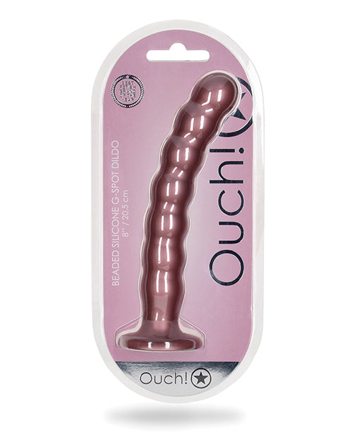 Shots Ouch 8&quot; Beaded G-Spot Dildo - Rose Gold