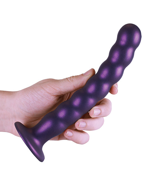 Shots Ouch 8&quot; Beaded G-Spot Dildo - Metallic Purple