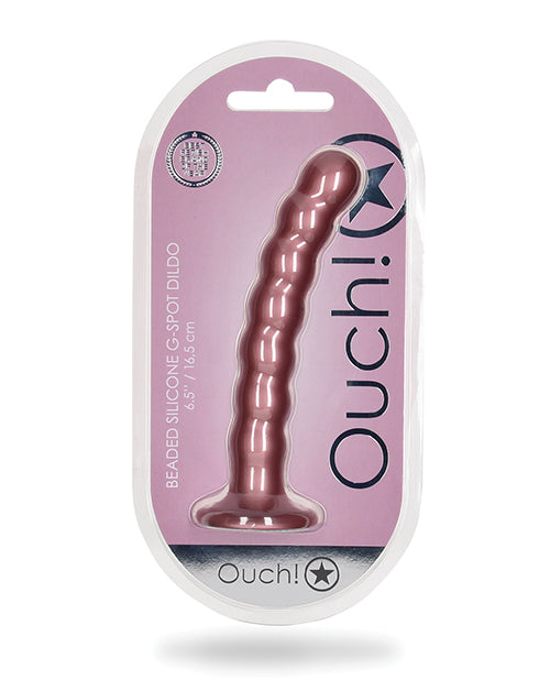 Shots Ouch 6.5&quot; Beaded G-Spot Dildo - Rose Gold