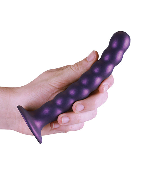 Shots Ouch 6.5&quot; Beaded G-Spot Dildo - Metallic Purple