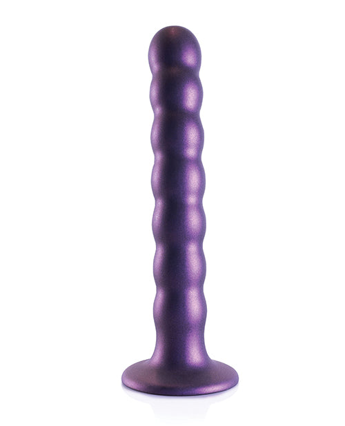 Shots Ouch 6.5&quot; Beaded G-Spot Dildo - Metallic Purple