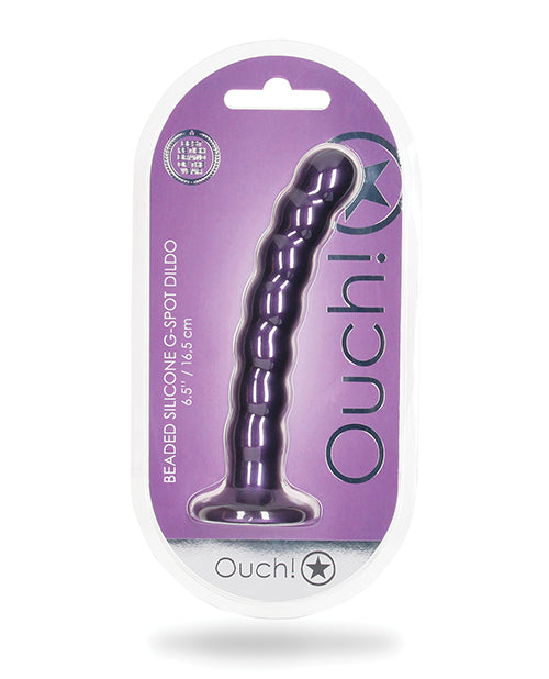 Shots Ouch 6.5&quot; Beaded G-Spot Dildo - Metallic Purple