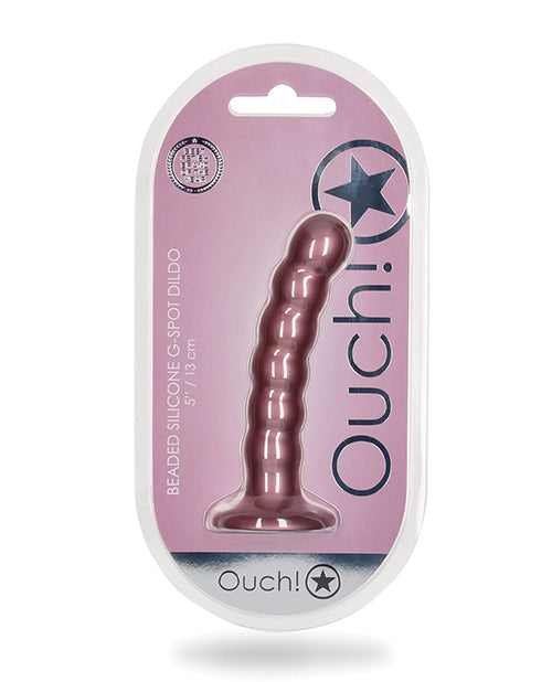 Shots Ouch 5&quot; Beaded G-Spot Dildo - Rose Gold