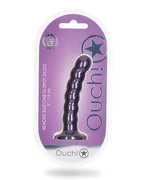 Shots Ouch 5&quot; Beaded G-Spot Dildo - Metallic Purple