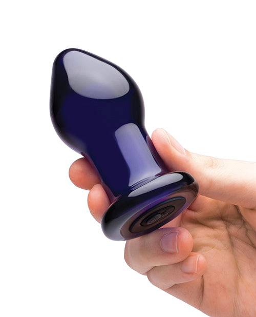 Glas 3.5&quot; Rechargeable Vibrating Butt Plug - Blue