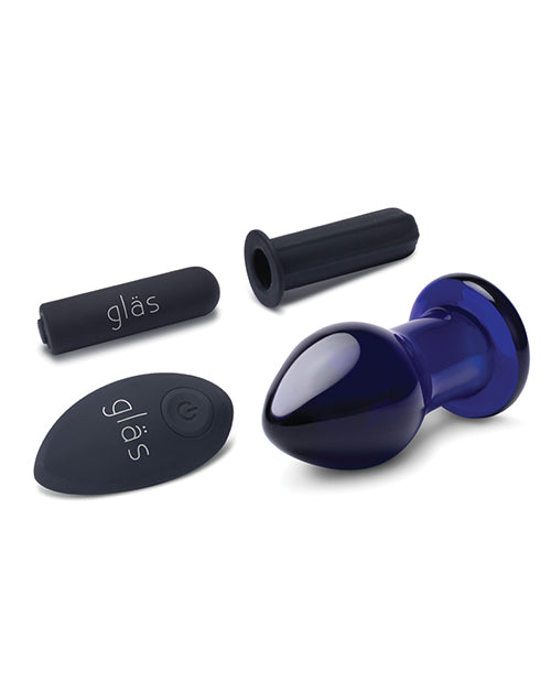 Glas 3.5&quot; Rechargeable Vibrating Butt Plug - Blue