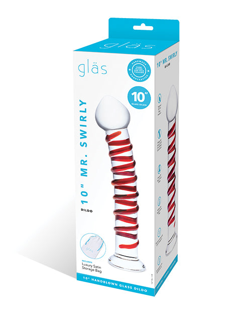 Glas 10&quot; Mr. Swirly Dildo - Red