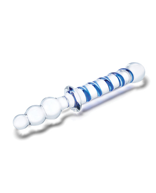 Glas 10&quot; Twister Dual Ended Dildo - Blue