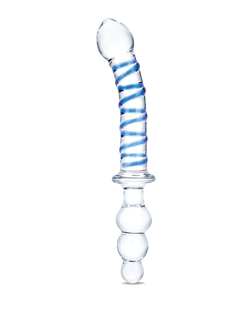 Glas 10&quot; Twister Dual Ended Dildo - Blue