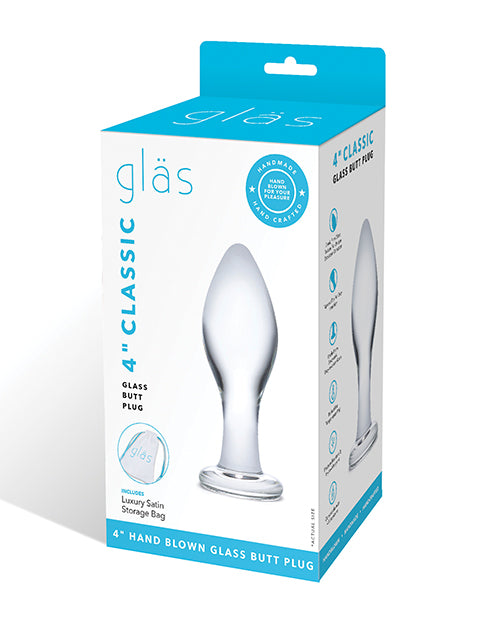 Glas 4&quot; Classic Butt Plug - Clear