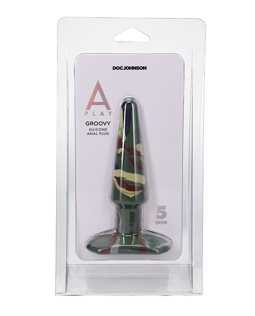 A Play 5&quot; Groovy Silicone Anal Plug - Camouflage