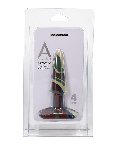 A Play 4&quot; Groovy Silicone Anal Plug - Camouflage