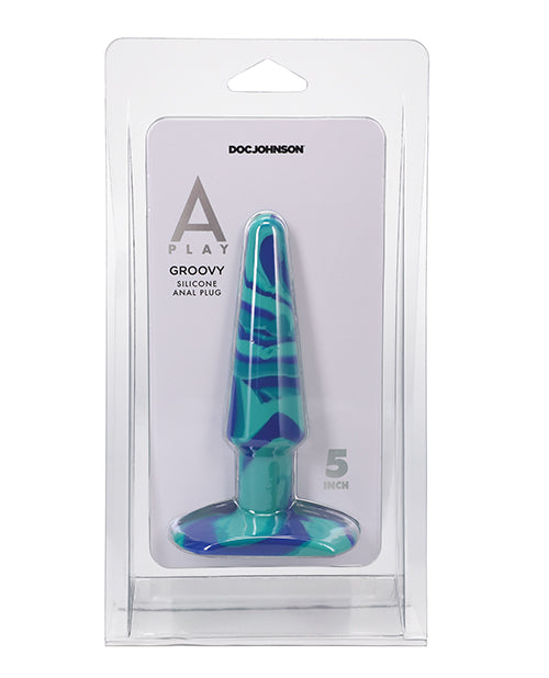 A Play 5&quot; Groovy Silicone Anal Plug - Ocean